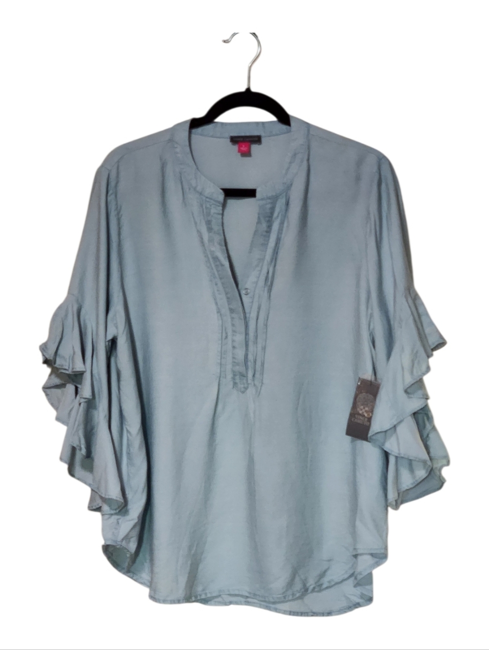 NWT Vince Camuto Flutter Sleeve Flowy Tencel Arctic Surf Blouse Large